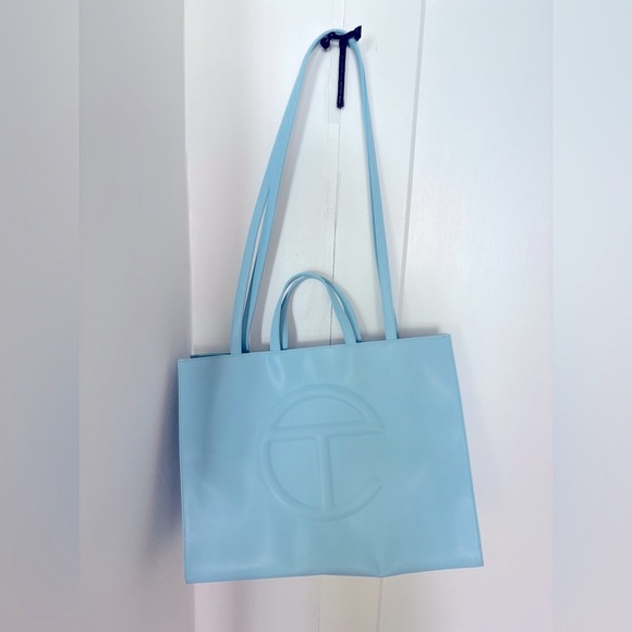 Large Telfar Pool Blue Shopping Bag - Picture 1 of 5